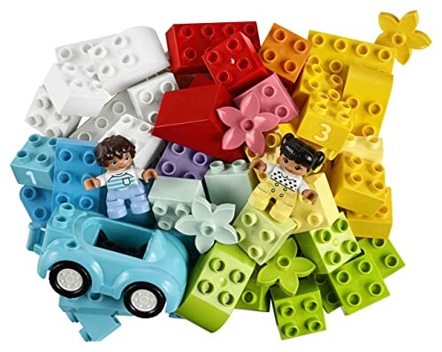 Kleurrijke LEGO-stenen en figuren.