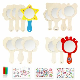 DIY handspiegel knutselset met verschillende vormen en stickers