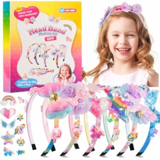 Meisje met hoofdband en DIY hoofdband kit
