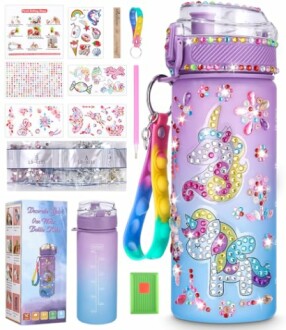 DIY waterfles versier set met eenhoorn ontwerp en accessoires.