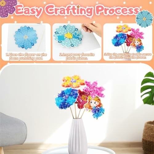 Stapsgewijze handleiding voor het maken van stoffen bloemen.