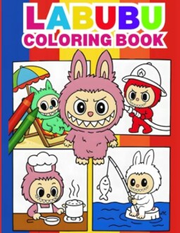 Kleurboek Labubu met grappige scènes en Kawaii-illustraties.
