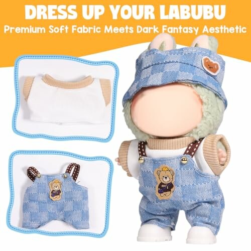 Labubu poppenkleding met spijkerbroek en hoed