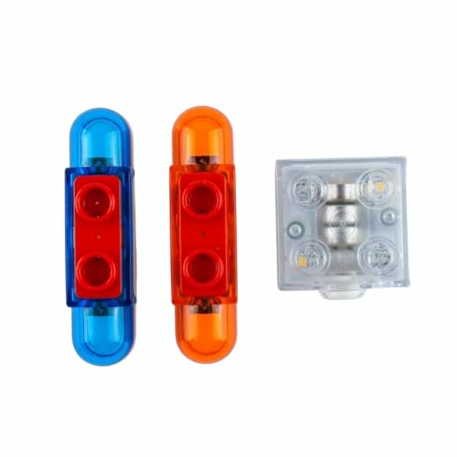 Drie gekleurde LED-markeringslichten in blauw, oranje en transparant.
