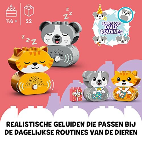Lego blokken van een kat en een hond met realistische geluiden.