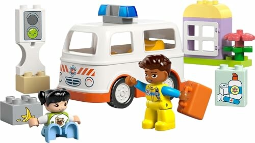 Lego Duplo set met ambulance en figuren.