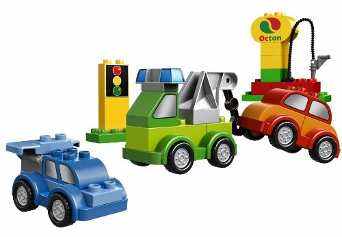 Lego speelgoedauto's en tankstation