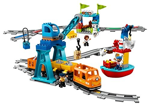 LEGO treinset met kraan en boot