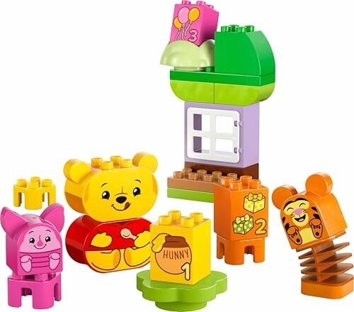 Lego-figuren van Winnie de Poeh en vrienden met honingpot.