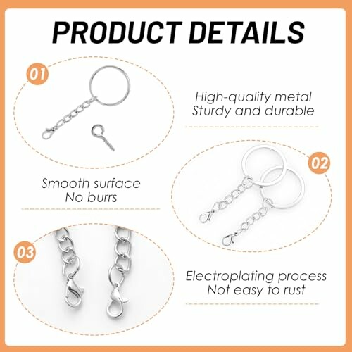 Details van metalen sleutelhanger met ketting