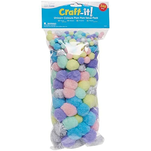 Baker Ross pom poms in eenhoornkleuren