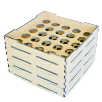 Houten opbergdoos met ronde openingen